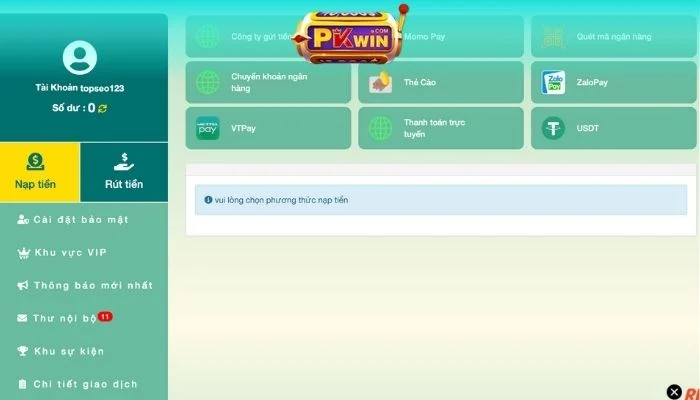 nạp tiền pkwin